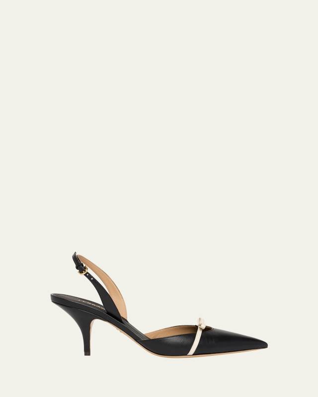 Gylla Bicolor Leather Bow Slingback Pumps
